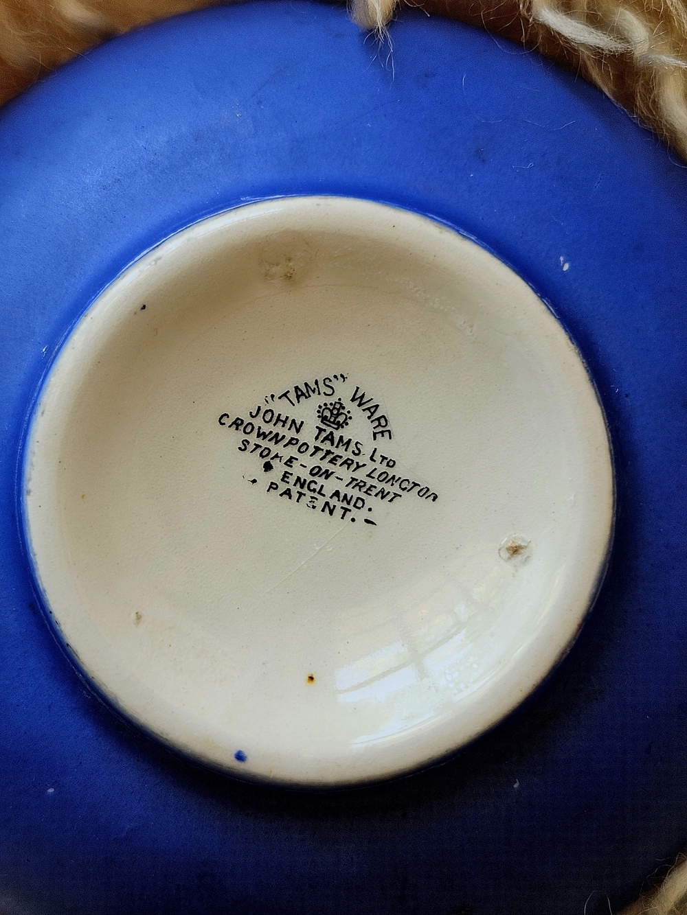 Vintage Midcentury TAMS WARE crown pottery london England Blue Art Bowl - Picture 3 of 6